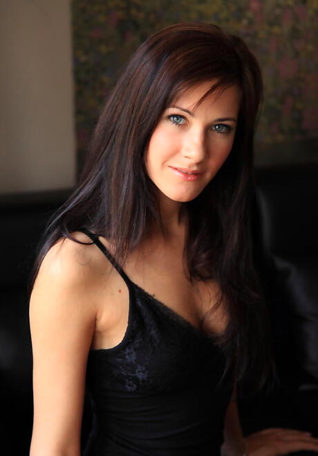 Slim czech dark hair young Lauren Crist in sexy lingery revealing her ass and shaved pussy 